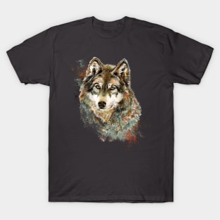 Watercolor Wolf Wildlife Animal Nature Art T-Shirt